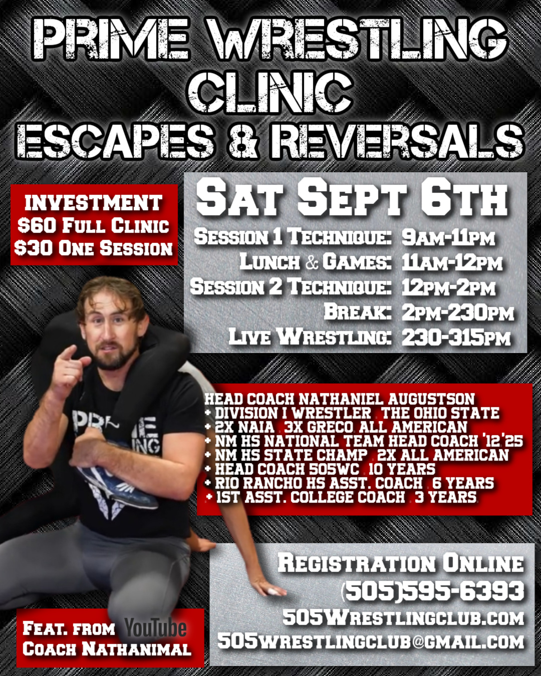 Prime Wrestling Clinic Escapes & Reversals Flyer