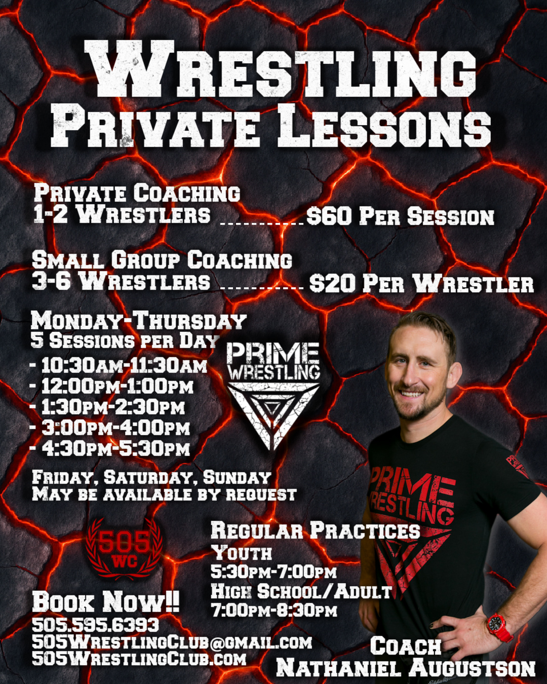 Preseason Wrestling Private Lessons Flyer