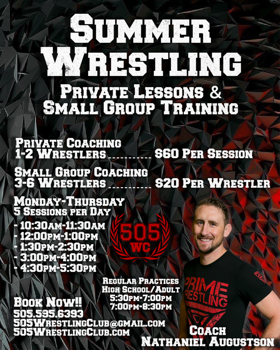 Summer Wrestling Private Lessons Flyer